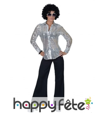 Chemise en sequins argentés pour femme