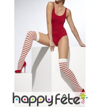 Chausettes hautes rouges blanches
