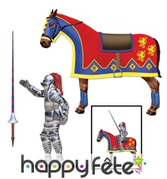 Chevalier jouteur a cheval en carton