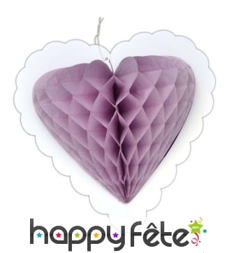 Coeur lilas alvéolé à suspendre