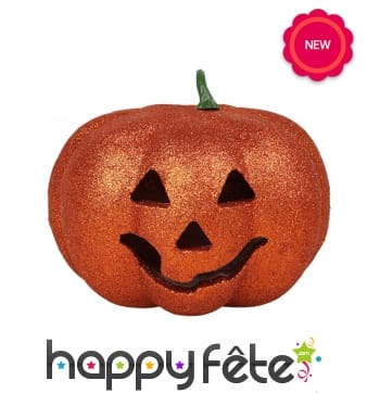Citrouille lumineuse couverte de paillettes, 17cm