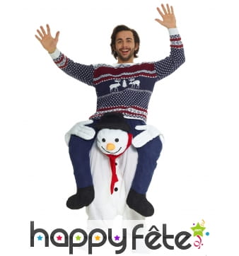 Carry me à dos de bonhomme de neige souriant