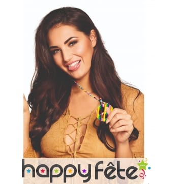 Collier multicolore de perles avec pendentif peace