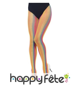 Collants motifs lignés verticaux multicolores