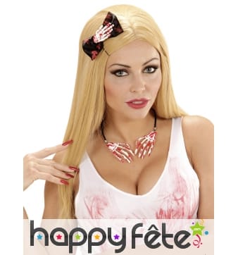 Collier mains squelettes ensanglantées