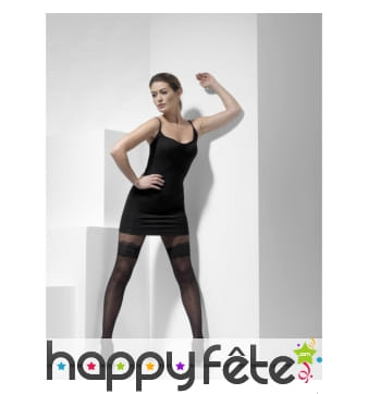 Collants noirs à pois transparents motifs hold-up