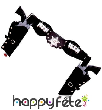 Ceinture noire double holster pour adulte