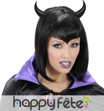 Cornes noires de 8cm sur serre tête