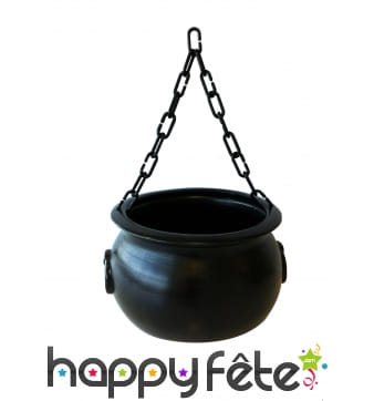Chaudron noir uni de sorcière, 16 x 25 cm