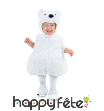 Costume ours blanc en peluche pour enfant