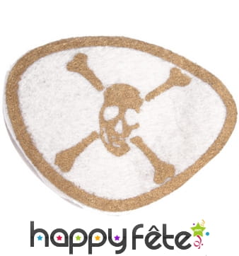 Cache-oeil de pirate blanc imprimé doré