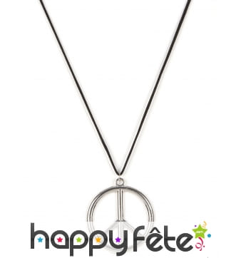 Collier peace and love en métal argenté