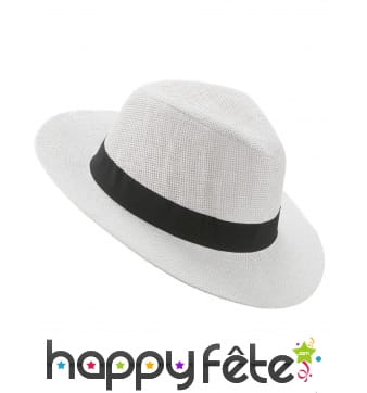 Chapeau Panama blanc avec ruban noir