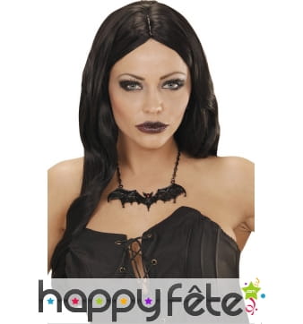 Collier pendentif chauve-souris noire