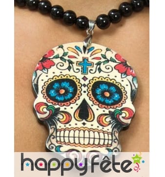 Collier pendentif crâne Dia de los muertos