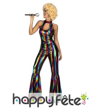 Combinaison pat d'eph disco métallisée pour femme