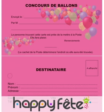 Cartes pour lâcher de ballon