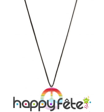 Collier pendentif peace and love multicolore