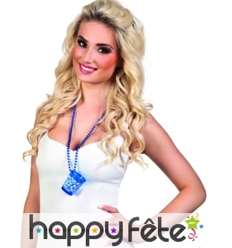 Collier pendentif verre à shooter bleu