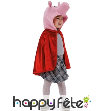 Cape rouge avec tête de petit cochon, pour enfant