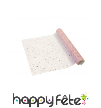 Chemin rose à pailletté en tulle, 5m x 28cm