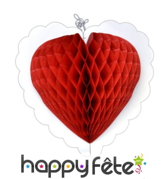 Coeur rouge alvéolé à suspendre