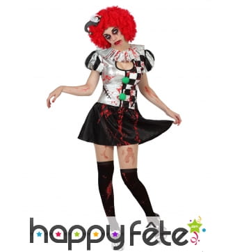 Costume robe courte arlequin en sang