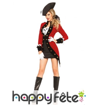 Costume robe courte rouge de femme capitaine