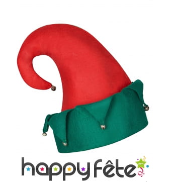 Chapeau rouge et vert de lutin de Noël