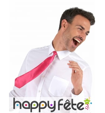 Cravate rose fluo unie de 40cm