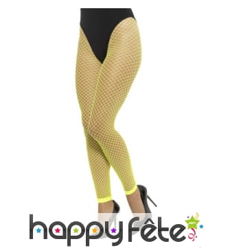 Collant résille jaune fluo sans pieds