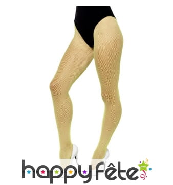 Collants résille jaunes néon