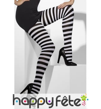 Collants rayés noir et blanc pour adulte.