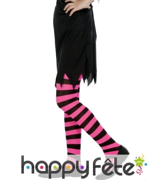 Collants rayés rose fushia et noir. enfant