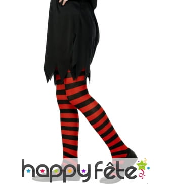 Collants rayés rouge et noir. enfant