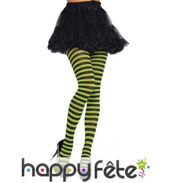 Collants rayés vert et noirs pour femme
