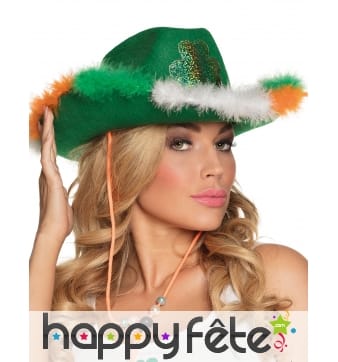 Chapeau style cowboy aux couleurs de l'Irlande