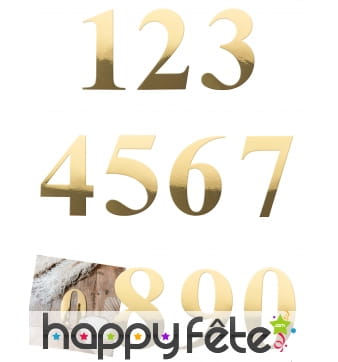 Chiffre sticker doré de 15cm