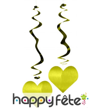 Coeur suspendus en métal or