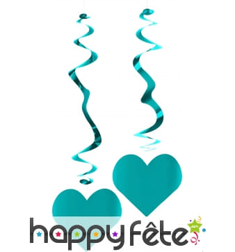 Coeur suspendus en métal turquoise