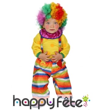 Costume salopette multicolore de bébé clown