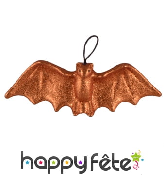 Chauve souris orange pailletée décorative