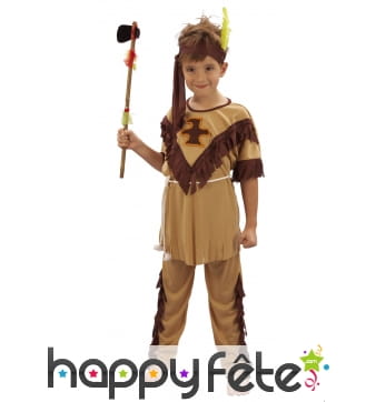 Costume tunique d'indien marron clair pour enfant