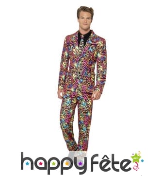 Costume trois pièces néon multicolore