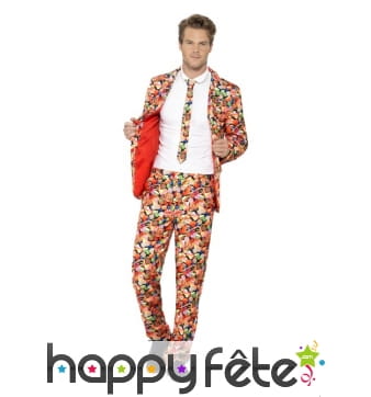 Costumes trois pièces sucreries multicolores