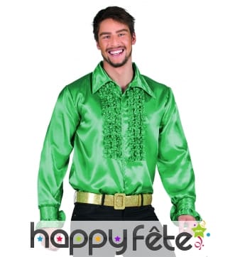 Chemise verte disco ruche pour homme