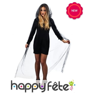 Cape voile noir avec capuche pour adulte