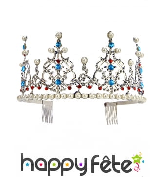 Diadème argenté avec perles pour femme, luxe