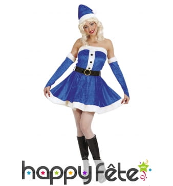 Déguisement bleu de Mère Noël