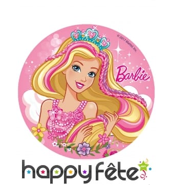 Disque Barbie en sucre de 16cm